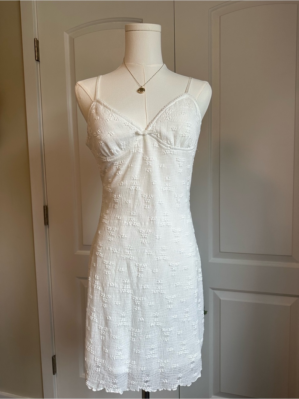 Coquette & Feminine Women's White Eyelet Slip Dress